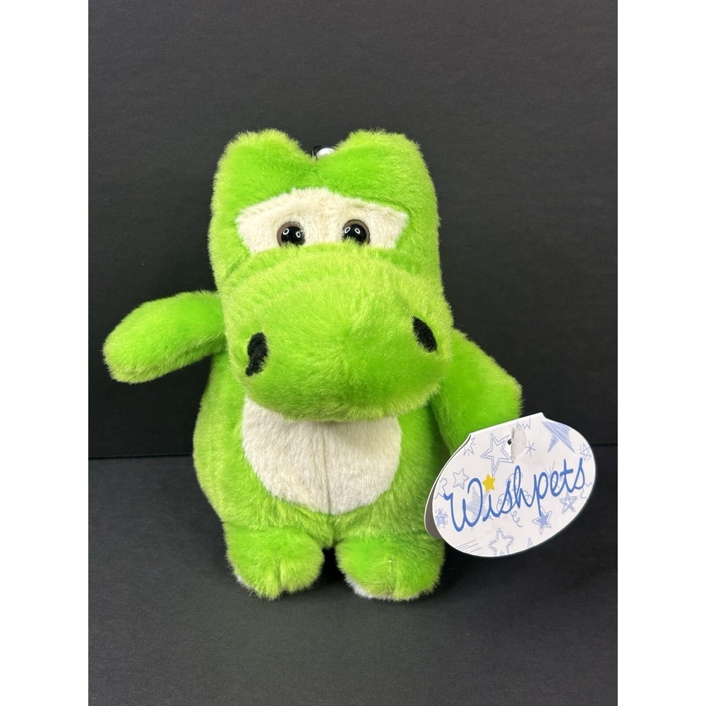 Wishpets Chubby Amanda Alligator Plush Green  Cream Crocodile Dinosaur w/Clip